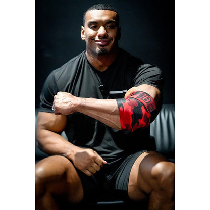 Larry Wheels Heavy Duty Premium Elbow Wraps - Improve Performance, Stability, Injury Prevention, Blood Flow
