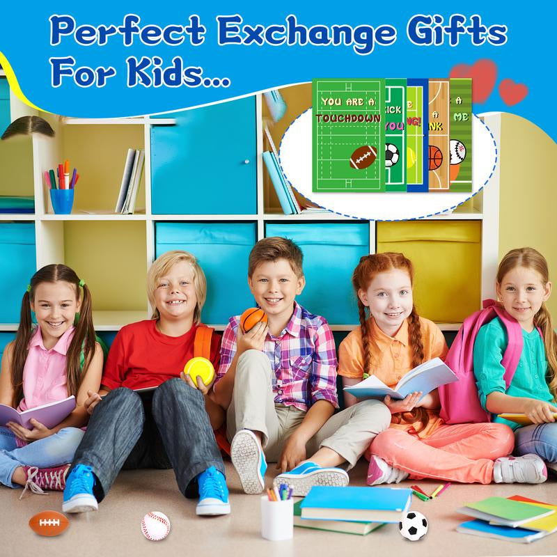 30Pcs Mini Sports Balls Set for Kids with Bag,Kids Valentines Cards for Classroom Exchange,Fun Indoor/Outdoor Toys Gift,Valentine Party Favor Toys 2026 Valentine Exchange Cards
