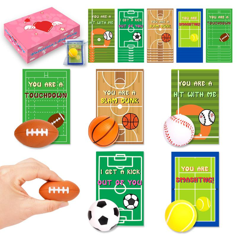 30Pcs Mini Sports Balls Set for Kids with Bag,Kids Valentines Cards for Classroom Exchange,Fun Indoor/Outdoor Toys Gift,Valentine Party Favor Toys 2026 Valentine Exchange Cards