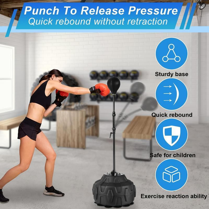 Premium Boxing Speed ​​Ball with Stand - Height Adjustable for Teens and Adults - 360° Rebound for Stress Relief and Fitness - Suitable for Family Use in Bedrooms, Living Rooms and Gardens