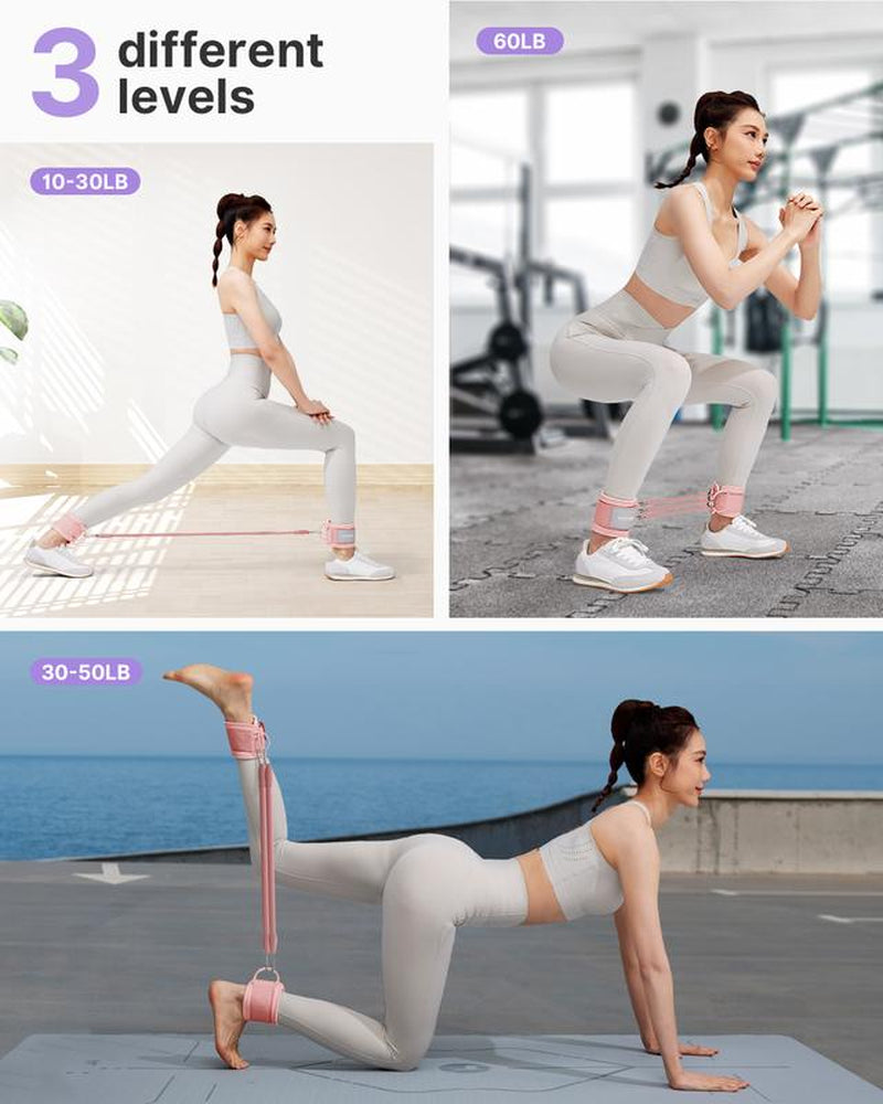 YOTTOY Ankle Resistance Bands with Cuffs Adjustable Straps for Leg & Glute Workout Butt Exercise Bands for Cable Machines Women Perfect for Hip Fitness & Booty Training