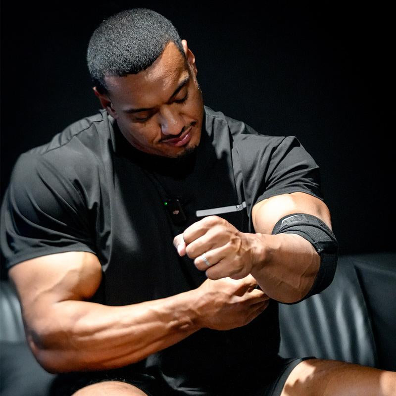 Larry Wheels Heavy Duty Premium Elbow Wraps - Improve Performance, Stability, Injury Prevention, Blood Flow