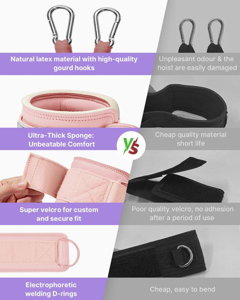 YOTTOY Ankle Resistance Bands with Cuffs Adjustable Straps for Leg & Glute Workout Butt Exercise Bands for Cable Machines Women Perfect for Hip Fitness & Booty Training