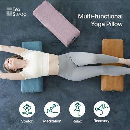 Your Go-To Yoga Bolster: Supportive & Ergonomic Design | Machine Washable Cover | Built-In Handle for Meditation & All Yoga Poses.