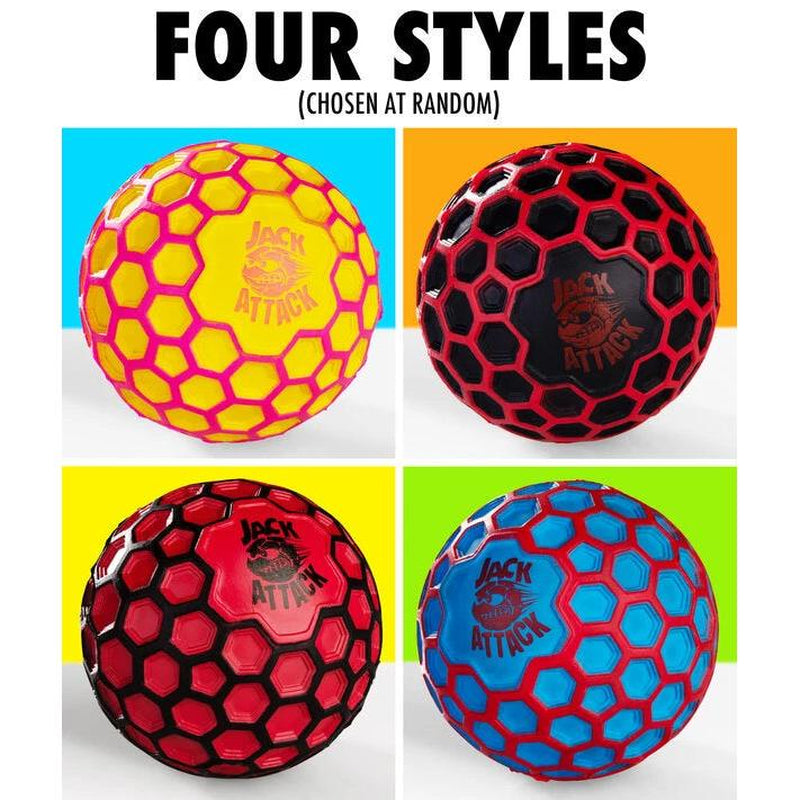 Jack Attack Hex Ball - Aerodynamic Exo-Skeleton, High-Density Foam for Insane Bounce, Random Colors - Sports Toy